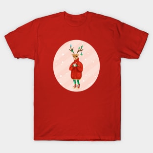 Christmas Deer Drinking cacao T-Shirt